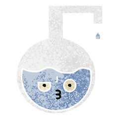 retro illustration style cartoon science experiment