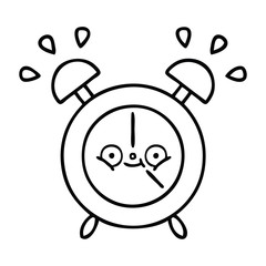 line drawing cartoon alarm clock