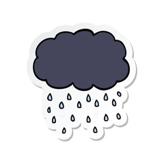 sticker of a cartoon cloud raining