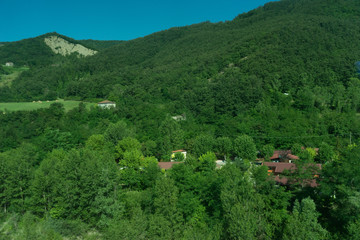 Italy,La Spezia to Kasltelruth train, a view of a lush green hillside