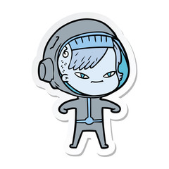 sticker of a cartoon astronaut woman