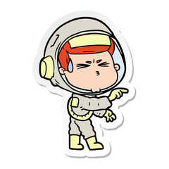 sticker of a cartoon stressed astronaut