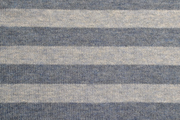 Fabric texture background, white and blue stripes, closeup