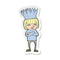 sticker of a cartoon person wearing paper crown