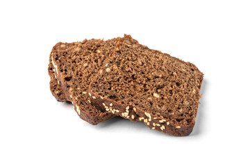 Rye bread isolated on white background.