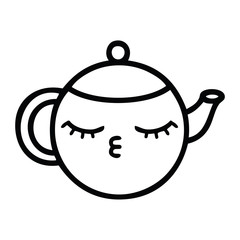 line drawing cartoon teapot
