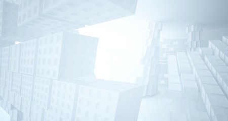 Fototapeta premium Abstract white parametric interior with window. 3D illustration and rendering.