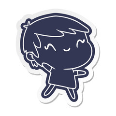 cartoon sticker of a cute kawaii girl