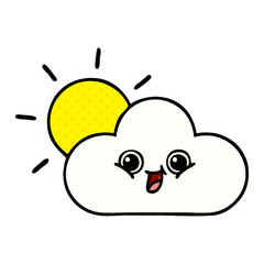 comic book style cartoon cloud and sunshine
