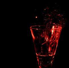 drinking glass with 'exploding' bubble. hot drink