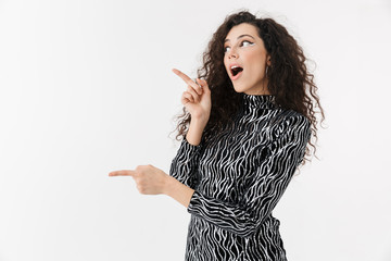 Portrait of a cheerful attractive woman wearing bright clothes