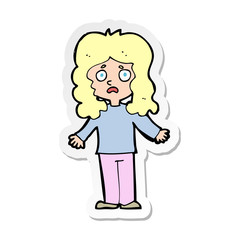 sticker of a cartoon worried woman