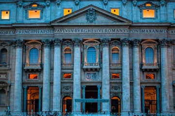 St Peter's Basilica - Basilica di San Pietro at dusk, Rome, Italy