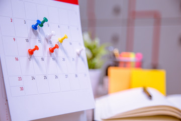 Calendar Event Planner is busy.calendar,clock to set timetable organize schedule,planning for business meeting or travel planning concept.