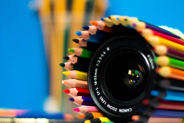 Fototapeta na wymiar pencil lens