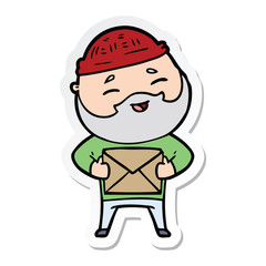 Obraz premium sticker of a cartoon happy bearded man