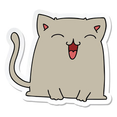 sticker of a quirky hand drawn cartoon cat