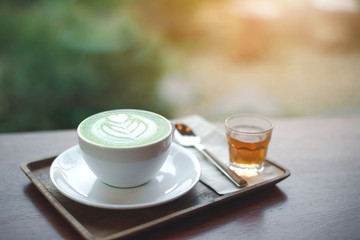 A Cup of green tea matcha latte