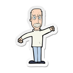 sticker of a cartoon angry old man