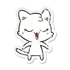distressed sticker of a cartoon cat
