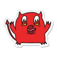 sticker cartoon of cute kawaii red demon