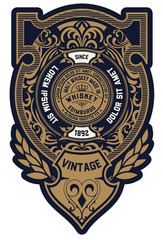 Old Whiskey label with vintage frame