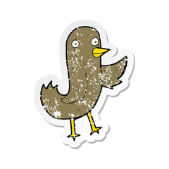 retro distressed sticker of a funny cartoon bird