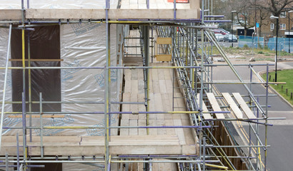 London, United Kingdom - Februari 21, 2019 : A new building under construction in London on Februari 21, 2019