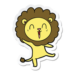sticker of a laughing lion cartoon