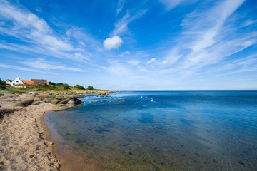 View of fishing hamlet on east coast of Bornholm island - Aarsdale, Denmark