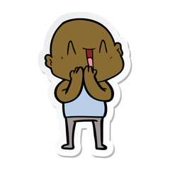sticker of a happy cartoon bald man