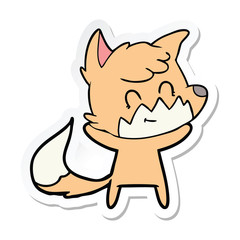 sticker of a cartoon happy fox