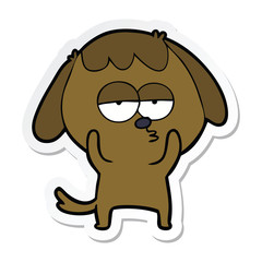 sticker of a cartoon bored dog