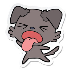 sticker of a cartoon disgusted dog