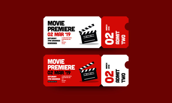 Movie Premiere Ticket Invitation Design with Where and When Details Stock Vector Adobe Stock