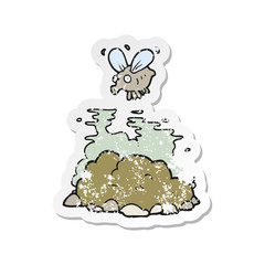 retro distressed sticker of a cartoon fly and manure