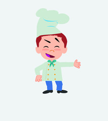 Chef showing something in an optimistic and positive attitude.