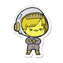 Obraz premium sticker of a angry cartoon space girl