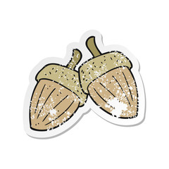 retro distressed sticker of a cartoon acorns