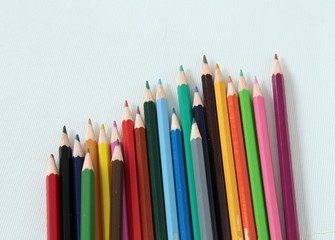 Colour pencils isolated on white background close up 
