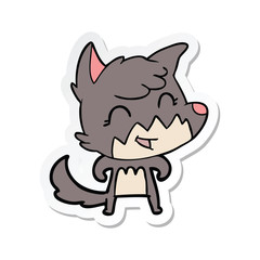 sticker of a happy cartoon fox