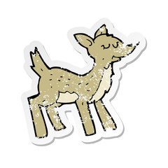 retro distressed sticker of a cute cartoon deer