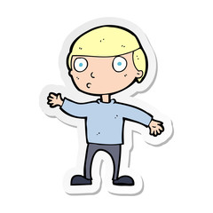 sticker of a cartoon waving man