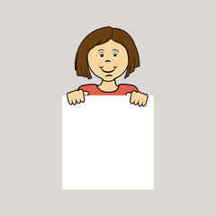 girl child and blank page vector illustration