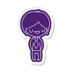 cartoon sticker of a kawaii cute boy