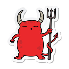 sticker of a cartoon little devil