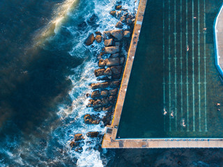 Top down view of the edge of swimming pool at Collaroy Beach, Sydney, Australia.