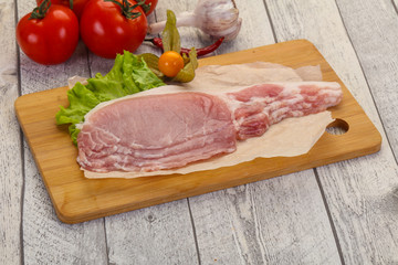 Raw pork bacon
