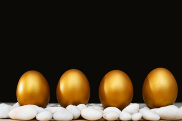 Golden Easter egg, happy Easter sunday hunt holiday decorations