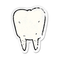 distressed sticker of a cartoon tooth